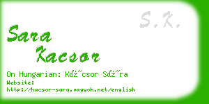 sara kacsor business card